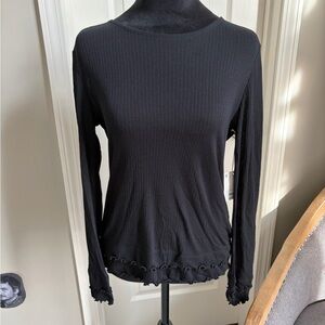 a.n.a Black Textured Long Sleeve Top